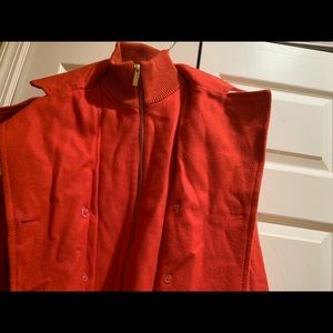 Orange gold buttons pea coat